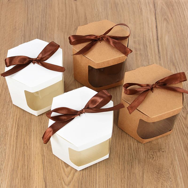 5/10 Stück Kraftpapier Geschenkbox mit Fenster Süßigkeiten Kuchen Schokolade Verpackungsboxen Hochzeitsgeschenke Geburtstagsfeierzubehör Weihnachten