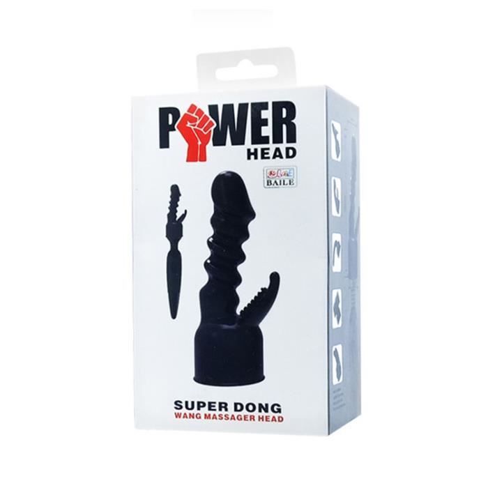 Adaptateur Pour Sextoy - BAILE - POWER HEAD SUPER DONG WAND - Noir - Taille Moyen - 137 Mm