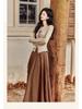 Women's Slim-Fit Knit Top & Long Velvet Skirt Two-Piece Set for Spring & Autumn