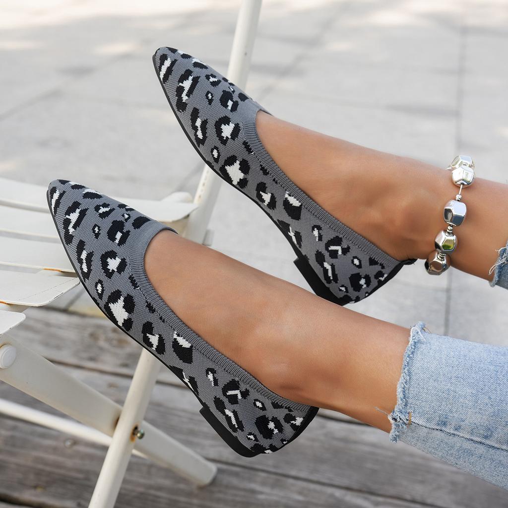 Fashion large size single shoes 2025 new square head comfortable flat sole single casual shoes soft sole shallow mouth one pedal knitted shoes