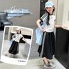 Girls' Summer 2025 Fashion Set: Stylish Short-Sleeve Top with Trendy Seven-Point Tulip Skirt