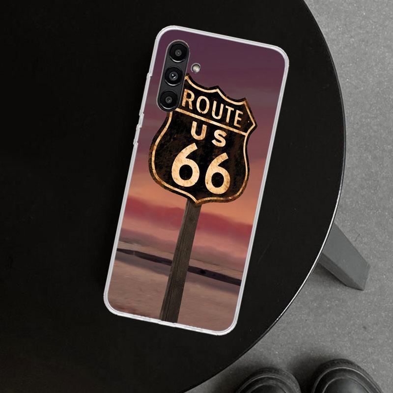 America Route 66 Phone Case Cover for Samsung Galaxy A17 A16 A26 A36 A56 A57 A37 A15 A25 A35 A55 A14 A24 A34 A54 A13 A23 A33 A53