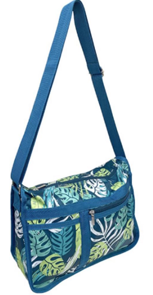 Shoulder Brand Ripstop Spacious Zipper Cute Hawaiian Green Women's Bag, Name, Lightweight, Durable, Fabric, Storage, Closure, Print,