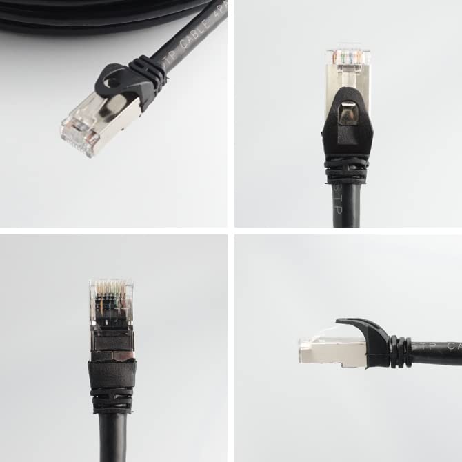 KC SECURITY 30m Outdoor LAN Cable, CAT6A (Black), Durable (Category 6A), PE (Polyethylene), Double-Coated, STP Shielded, Reliable Japanese Brand, UV,