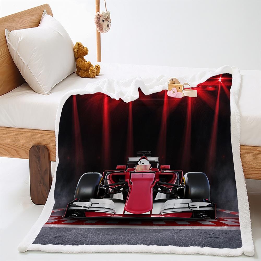 Blanket 2D Digital Printing Lamb Fleece Crystal Fleece Construction Car Racing Game Blanket Blanket
