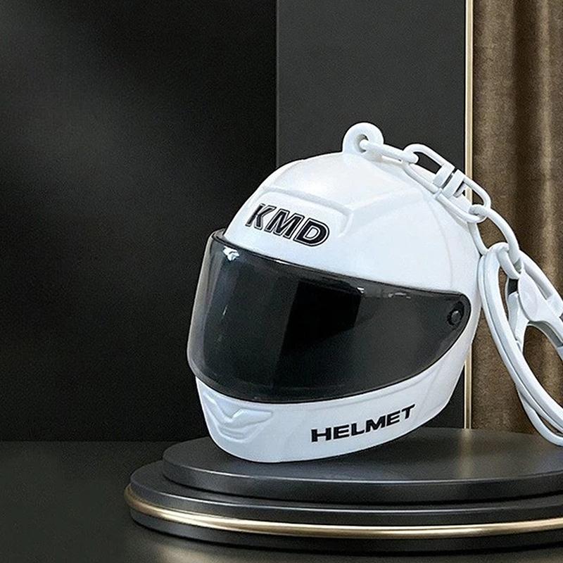 Kreatives leuchtendes Helm-Spielzeug Schlüsselanhänger Exquisites Mini-Nachtlicht Schlüsselanhänger Auto Schlüsselanhänger Schultaschen-Anhänger Weihnachtsgeschenke weiß