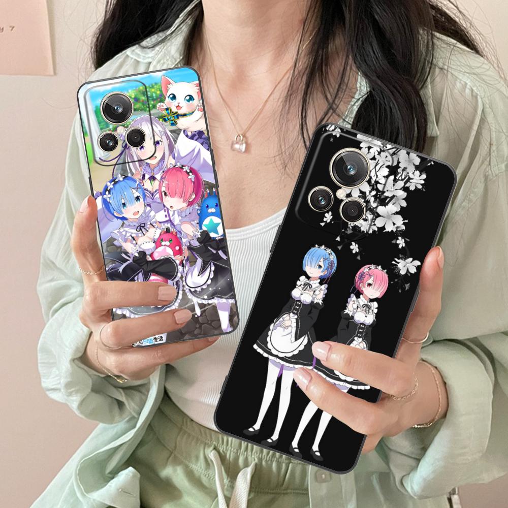 ReZero Rem Ram Matte TPU Mobile Phone Case for Realme GT 8 Neo Pro C75 73 71 C67 65 C55 53 C35 31 C20 15 Colorful Cover