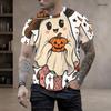 Men Plus Size Round Neck Short Sleeve T Shirt Halloween Black Cat Pumpkin Printed Pullover