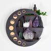 Moon Shelf for Stone and Crystal Essential Oil Display Wood Accent Shelf Storage Rack Organizer Bohemian Wall Decoration