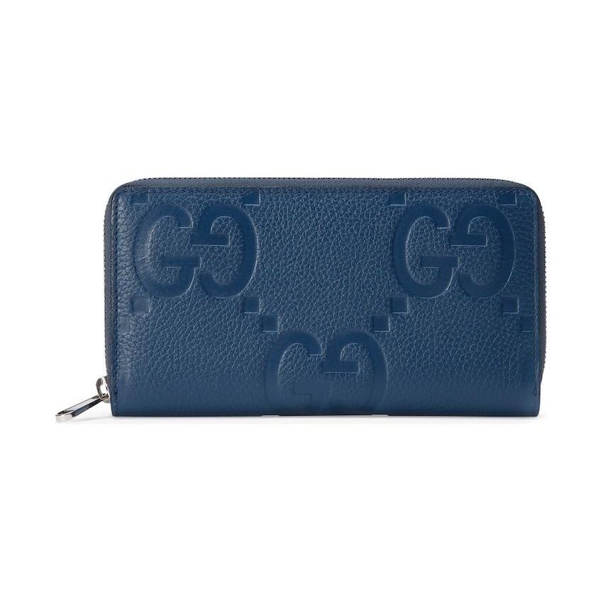 

Gucci GG Embossed Blue Grained Leather Zip Around Wallet For Unisex Luxury Daily Use Shopping Bag Set(Basic Set+Shopping Bag)