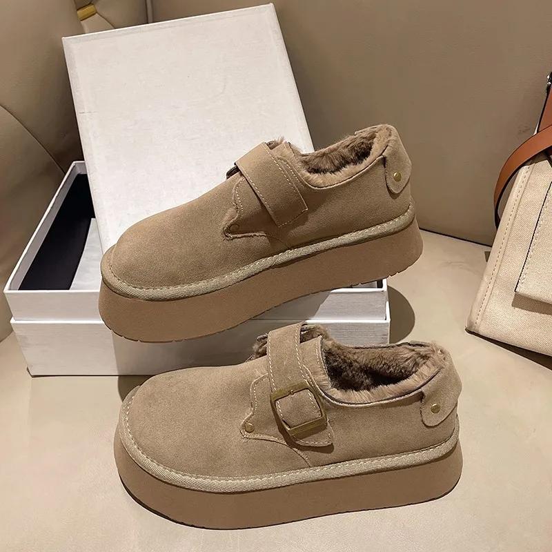 Fashion Women's Shoes Platform Female Footwear Casual Sneaker Round Toe Loafers With Fur Shallow Mouth Slip-on All-Match Clogs Dress New