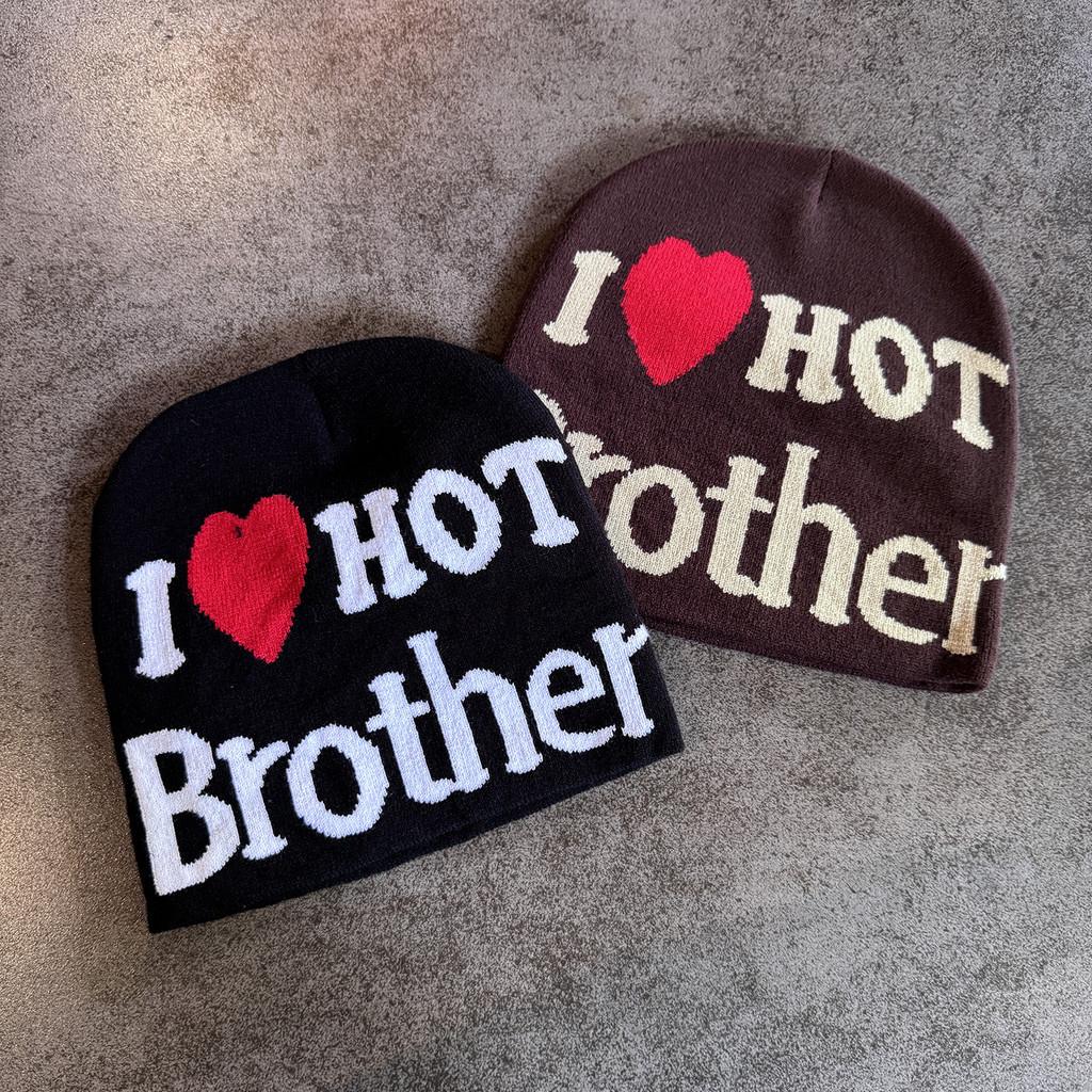 Fashion Heart Letter Pattern Neutral Warm Knitted Hat For Autumn Winter And