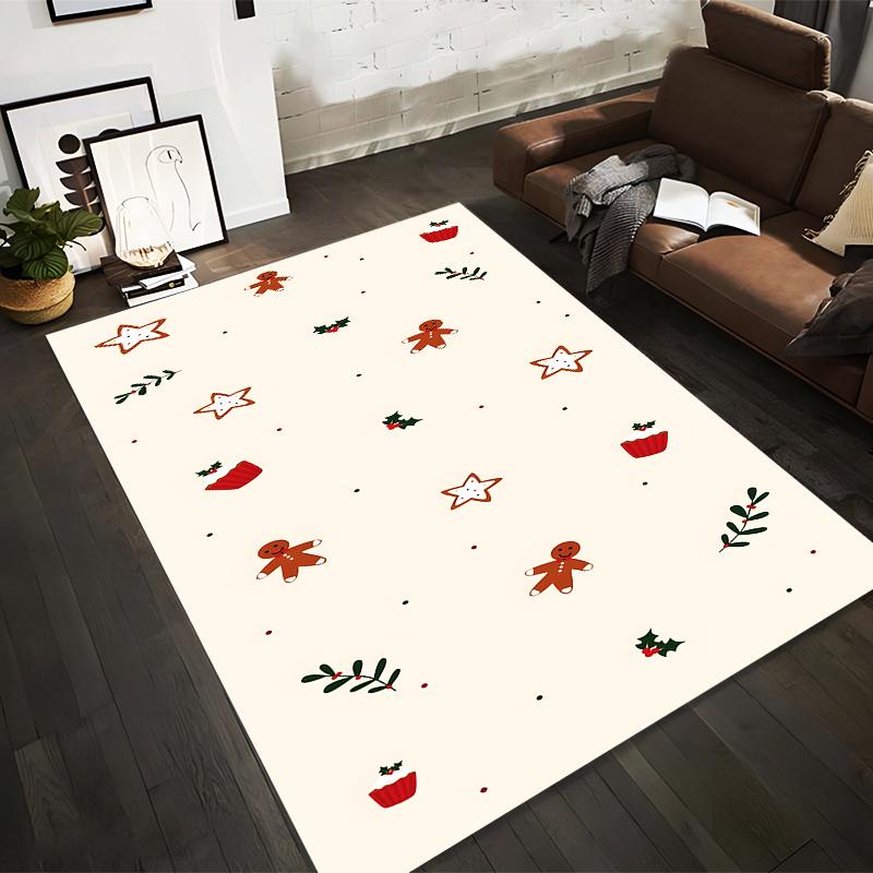 Gingerbread and Cupcake Holiday Pattern Rug Non-slip rug suitable for living room and bedroom sofas.