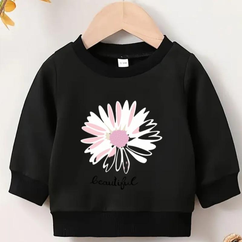 Kids Crewneck Pullover Sweatshirt, Floral Graphic Print