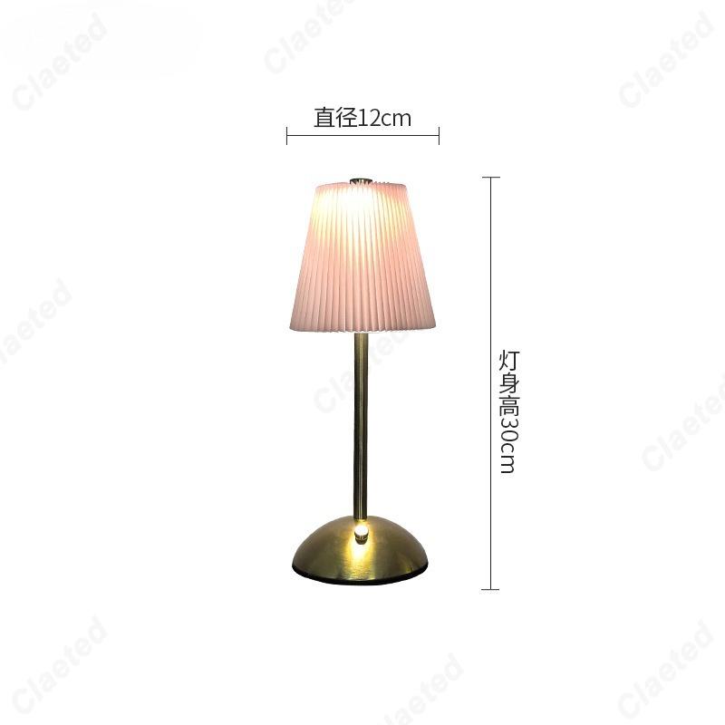 Creative LED Pleated Fabric Lampshade Bedroom Bedside Lamp USB Charging Model Touch Night Light Living Room Small Table Lamp