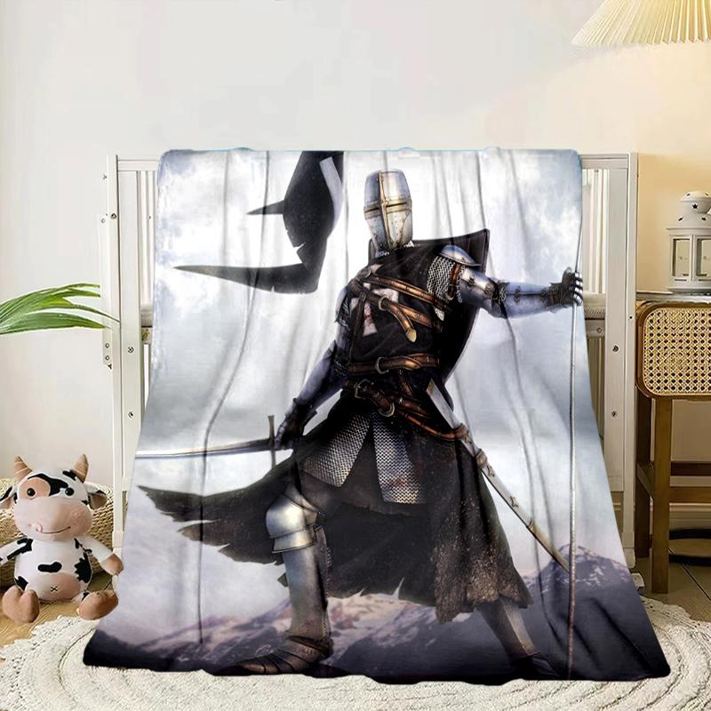Knights Templar Symbol Blanket Flannel Blanket for Bed, Sofa, Camping, Hiking, Picnic Essentials, Gift for Family Fan Gifts