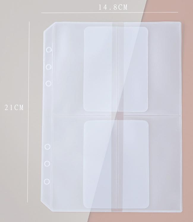 A5A6  5Pcs Binder Zipper Folders For 6-Ring Notebook Binder Transparent Loose Leaf Document Filing Bags
