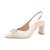 2025 Summer New Little Chic Women's Sandals - Toe-Covered Backless, Bow Decor, Chunky Heel, Fashionable Versatile, Elegant Party/Date Shoes XW-9612-2