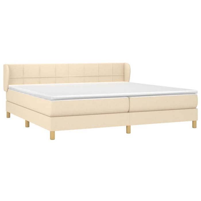3126834 vidaXL Lit à sommier tapissier avec matelas Crème 200x200 cm Tissu