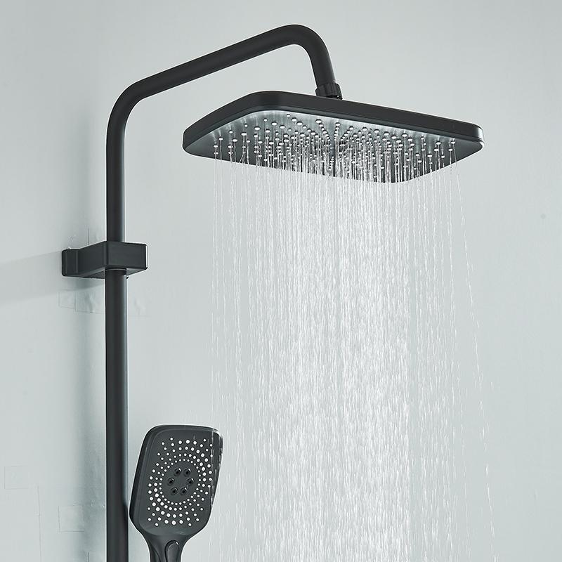 Black Piano Style Shower Set Intelligent Brass Bathroom Faucets Hot Cold Waterfall Tap Rainfall Shower System grigio