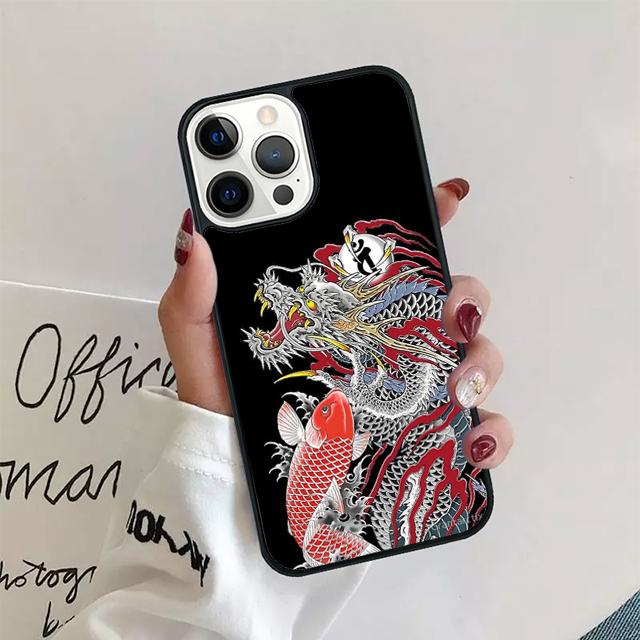 Japanese Dragon Style Phone Case For iPhone 11 12 13 14 Pro Max Mini Cover For iPhone X XS Max XR 5 6 7 8 Plus Coque