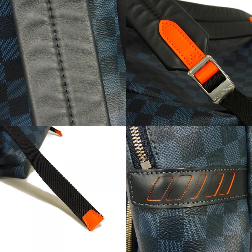 Used 12564 Discovery Daypack N40157 7927 Logo Navy 19AW Damier Cobalt Lace Orange Men's from Japan AUTHENTIC