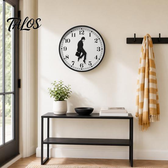 Home Decor Clock Man Silhouette Wall Clock, Silent Non-Ticking Round Hanging Decorative White Frame Digital Analog for Office Bedroom Living