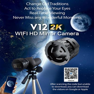 V12 WiFi-Teleskop-Okularkamera, 4 Megapixel, Kamera, 2K-Teleskop-HD, elektronische Okularkamera für die Astronomie-Vogelbeobachtung
