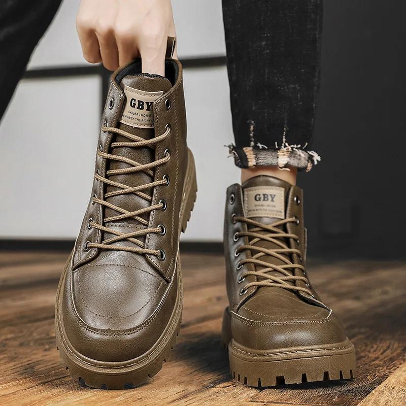 Gothic Men's Boots for Winter Mens Shoes On Offer With Free Shipping Shose Man Safety Boots Military Tactical Working Sneakers