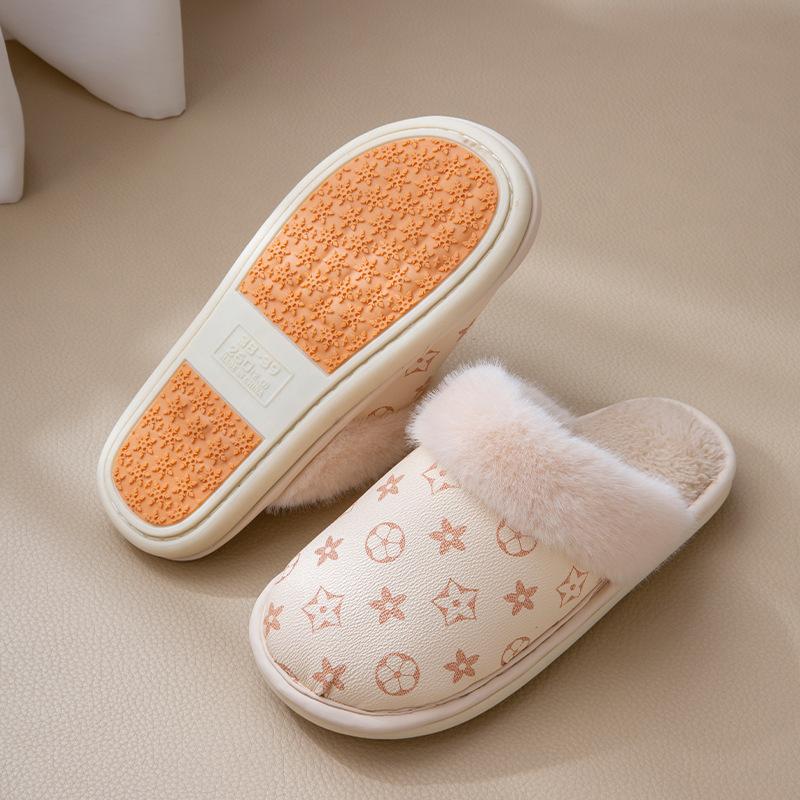 New Home Thermal and Fleece Home Slippers Thick-bottomed Plush Autumn and Winter Cotton Slippers, High-end Non-slip Winter Outer Wear