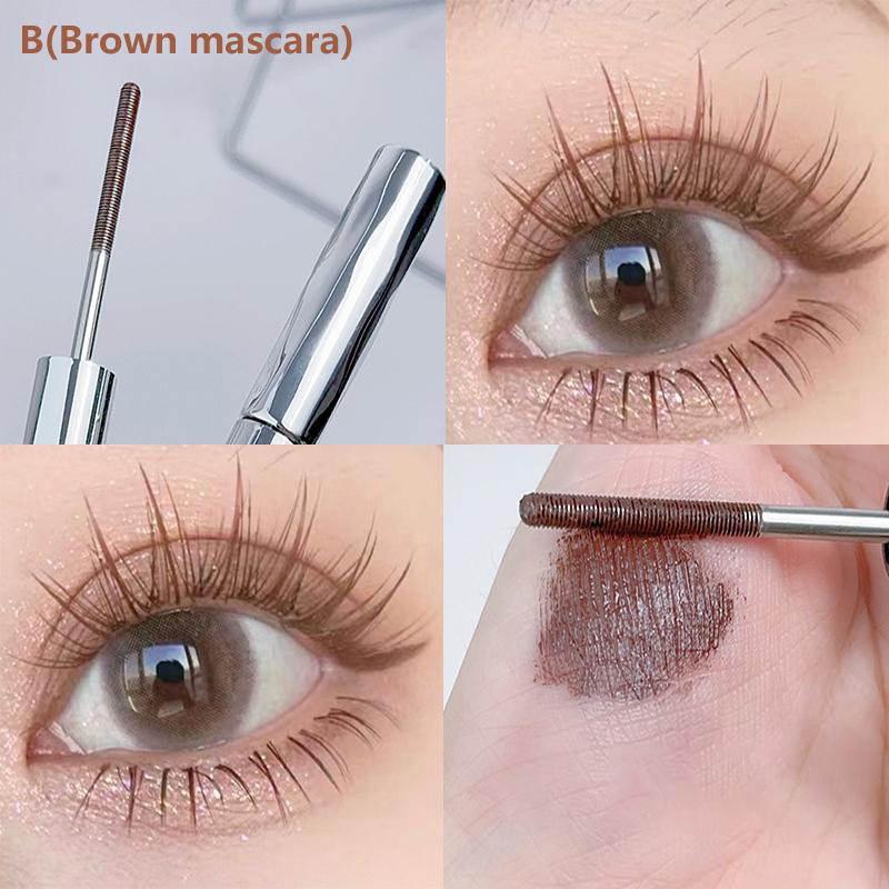 Metal Iron Lashes Mascara Waterproof Silk Fiber Mascara Black Long Curling Eyelash Extensions Non-Clumping Eyes Makeup Cosmetics