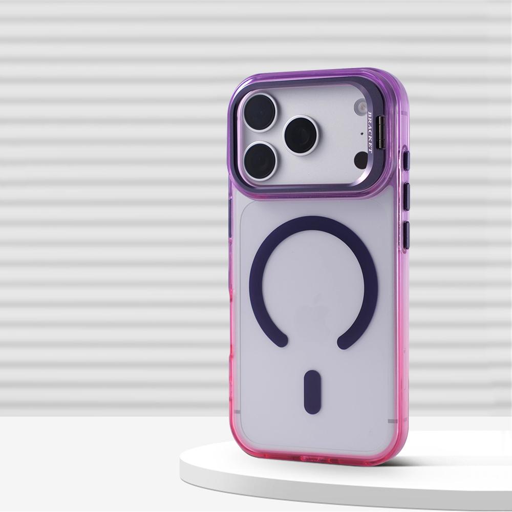 Gradient Color Transparent Magnetic Case For For Iphone 17 16 Pro Max 1 14 Plus 13 For  Lens Holder Shockproof Clear Cover