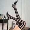 Nuovi Sexy Calze Nere a Righe Verticali Elasticizzate Coscia Alta Per Donna Estate Sottili Traspiranti Calze Sopra il Ginocchio Collant Trasparenti