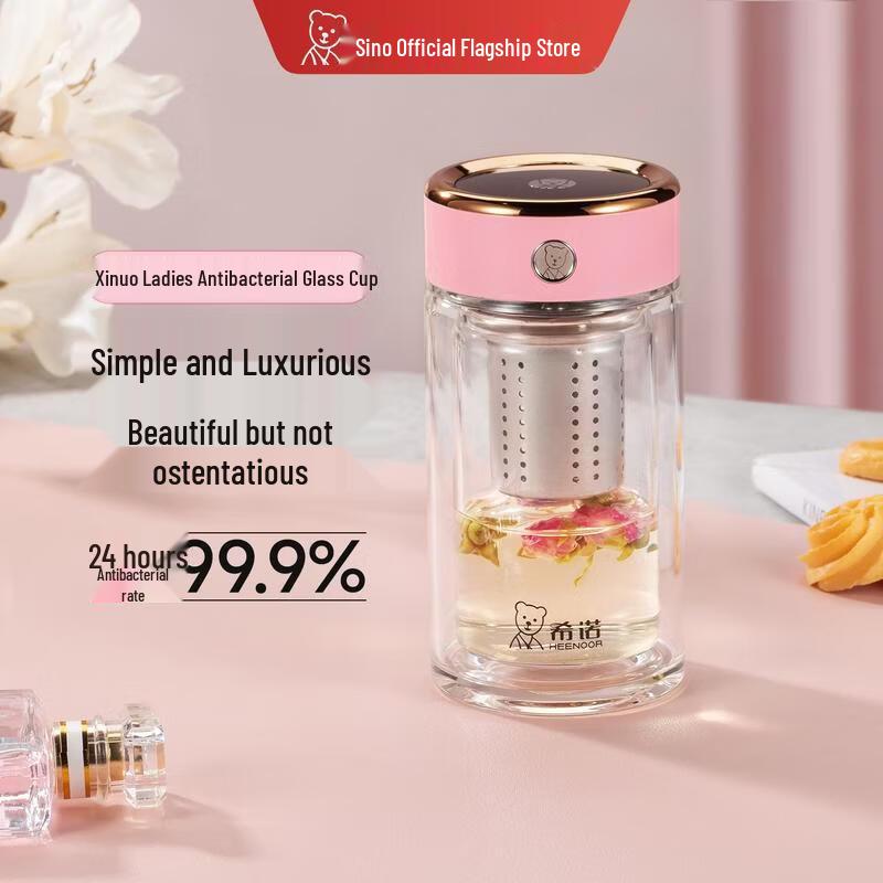 HEENOOR Double-Layer Antibacterial Glass Cup