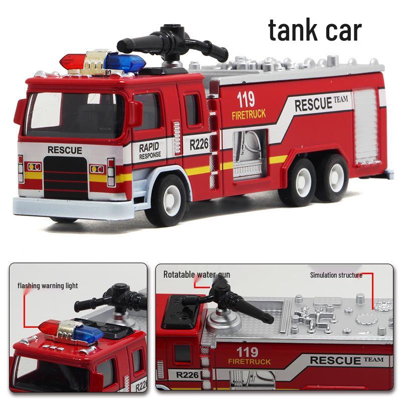 Alloy Fire Truck Toy Model with Lights & Music - Pull Back Children s Toy Car