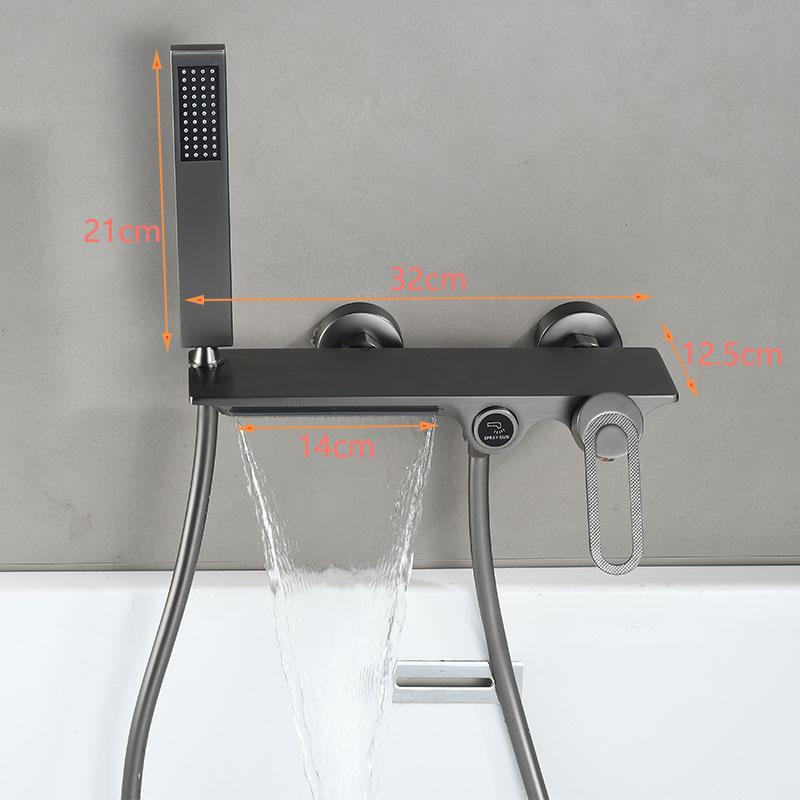 Tuqiu Black Bathtub Shower Set Hot Cold Gray Bathroom Shower Faucet Chrome Bathroom Foldable Shower Faucet set Brass
