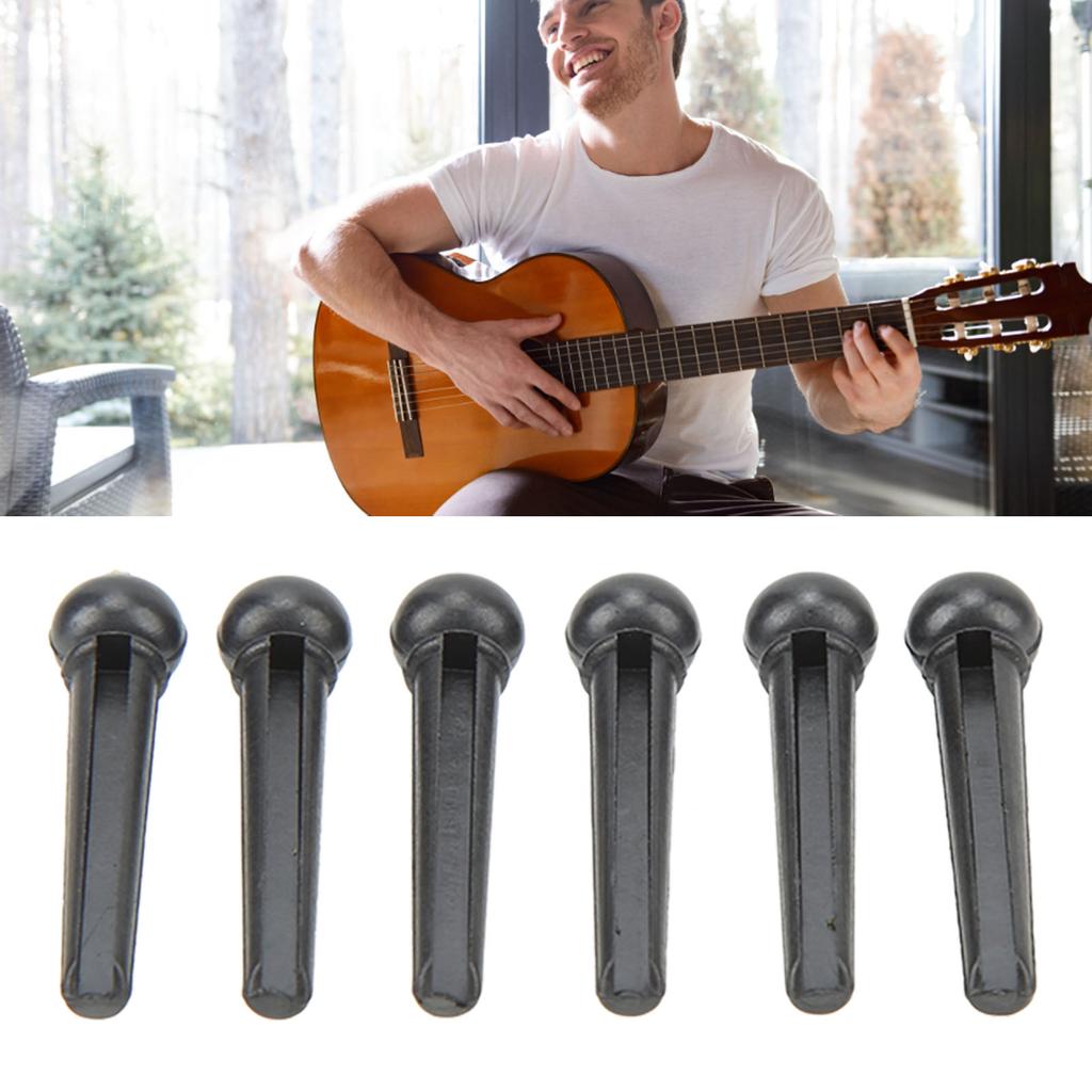 6Pcs Black Guitar Bridge Pin Kit Decorative Robust Clarity Increasing Guitar Bridge Pin Replacement