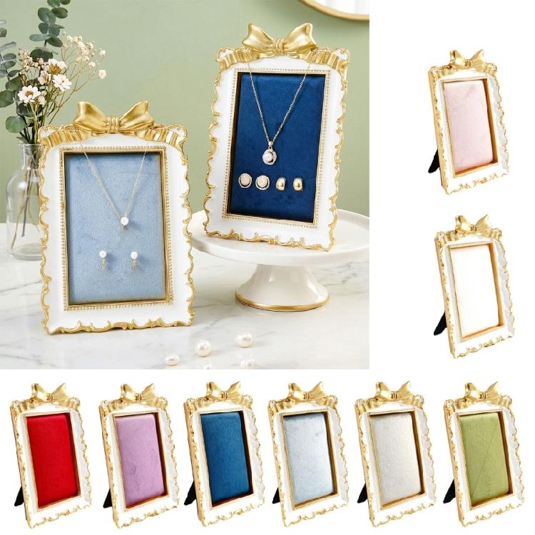 Necklace and Earring Display Holder with Lined Panel, French Style Tabletop Jewelry Stand for Vanity and Counter Display