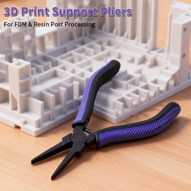 3D Print Support Removal Pliers, Teflon Coated Thin Flat Jaw, Spring Loaded Non-Slip Grip, Rust-Proof Precision Tool for FDM SLA LCD 3D Printers