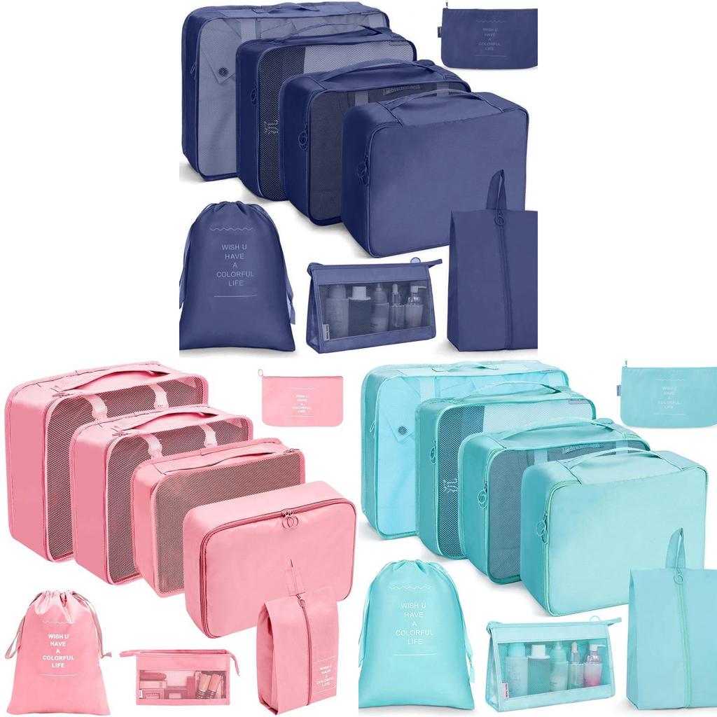 Travel Organizer Bag Set With Polyester Fabric For Clothing And Toiletries Packing
