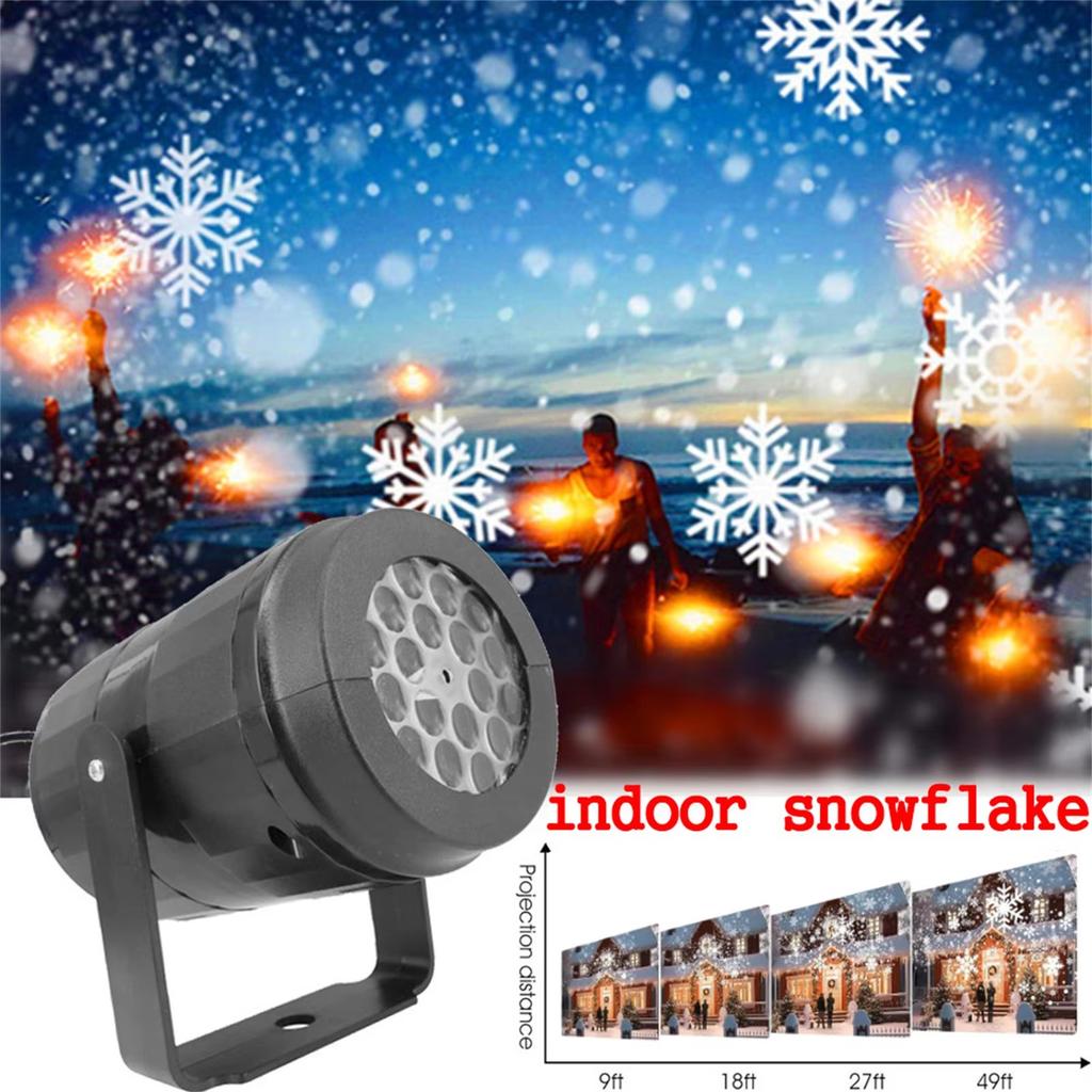 LED Snowflake Christmas Projector Light Indoor USB Power Snowflake Xmas Projection Lamp for Bedroom New Year Party Home Decor