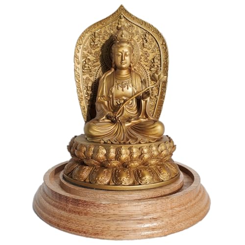 [Spirit316] Zodiac Guardian Buddha, SPBSD8, Pure Copper Buddha Statue, Durable Burnished Craft, Glass Dome Stand Included (Year of the Horse/Seishi Bo