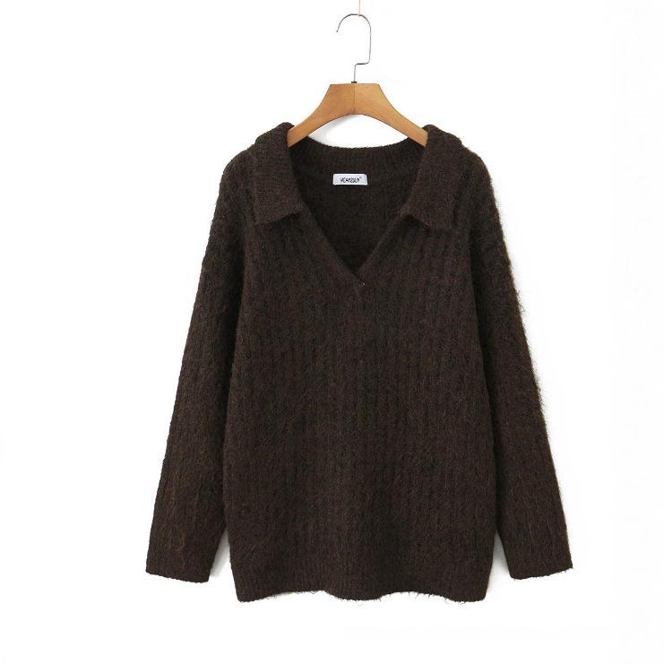 Women's Simple Lazy Knit Pullover Sweater - European & American Style
