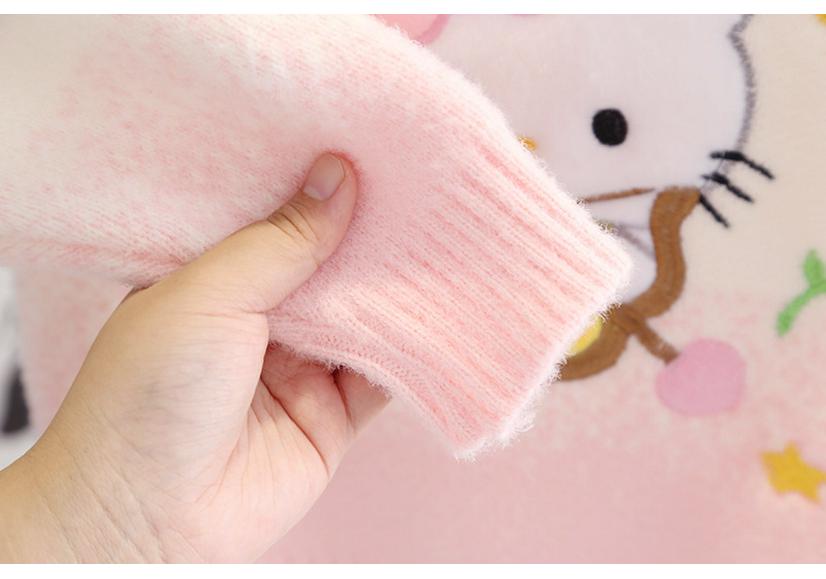 Girls' Cartoon Winter Sweater - Stylish Knitwear for Medium and Large Children
