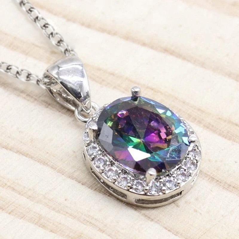 1pc Fashion Luxury Style, Oval Women s Pendant Necklace, Inlaid with Synthetic Zircon Collarbone Chain, Daily Wear