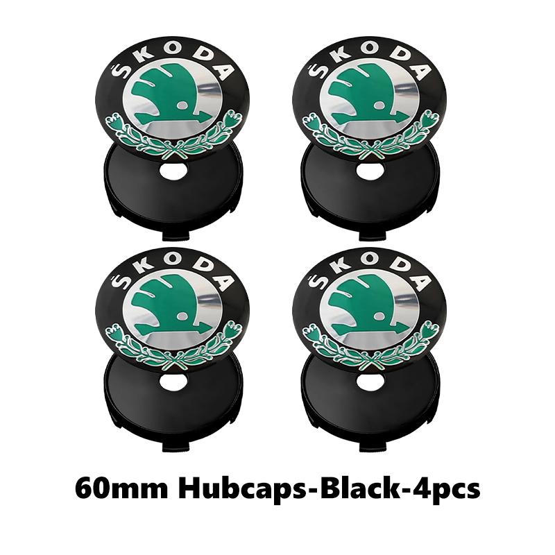 REOY4 For Skoda 4pcs 60mm Car Wheel Center Cover Hub Cap Auto Decoration Accessories VRS Octavia 1 2 3 A7 A5 Fabia Rapid Superb Yeti