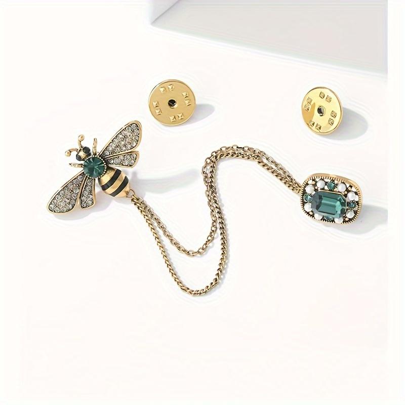 Elegant Fashion Bee Chain Brooch for Women, Stylish Simple Insect Corsage with Necklace Chain, High-End Premium Accessory
