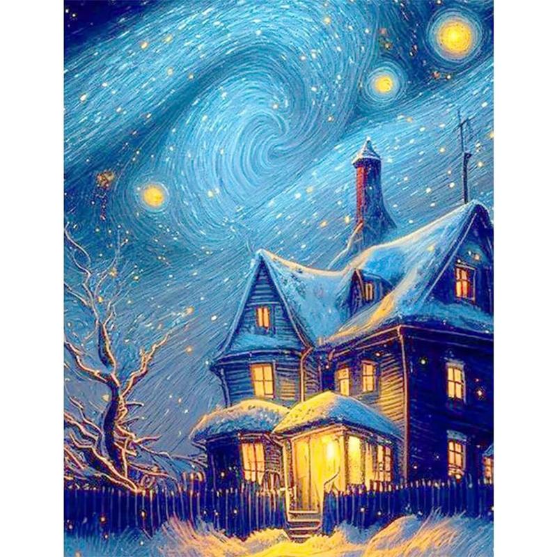 

5DDIY diamond painting, starry sky igloo, full embroidery kit home decoration needlework 20x30cm