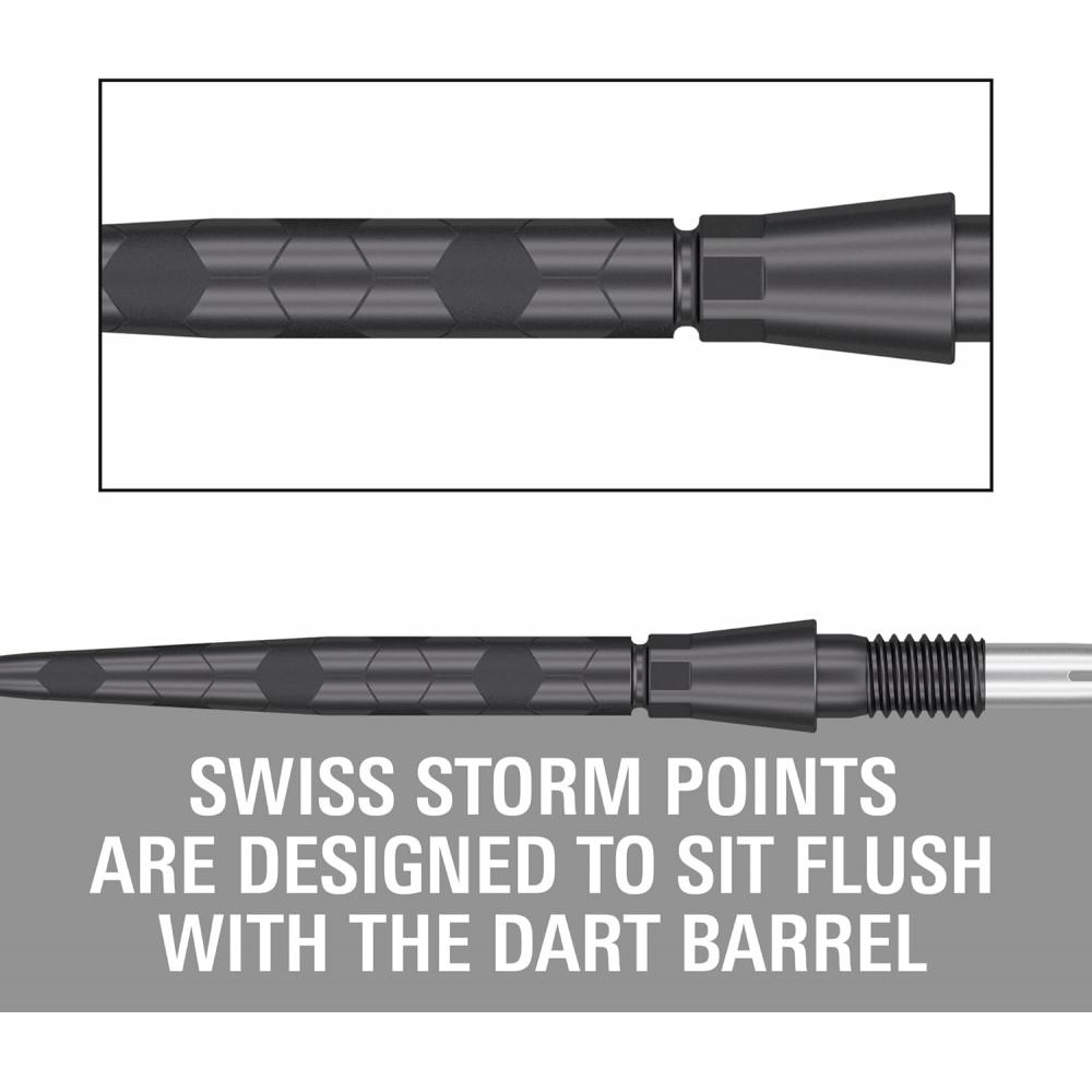 Target Darts Swiss Storm Onyx Dart Points 3 Pack 26mm 30mm 35mm   Black Gold Sil