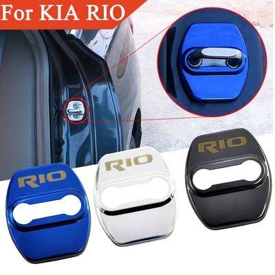 FLYJ 4PCS Car Door Lock Cover Protect Buckle Latch Stop Anti Rust Car Accessories Interior For KIA RIO Car Sticker